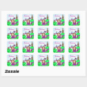 Gepersonaliseerd  prinses en onicorn Castle Vierkante Sticker (Vel)