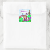 Gepersonaliseerd  prinses en onicorn Castle Vierkante Sticker (Tas)