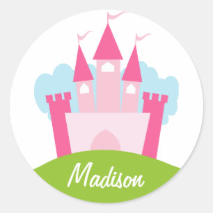 Gepersonaliseerd Prinses Kasteel Ronde Sticker