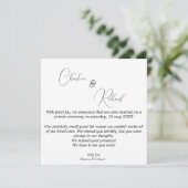 Gepersonaliseerd privé-trouwaankondigingskaart kaart (Staand voorkant)