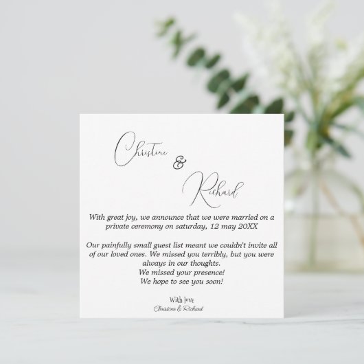 Gepersonaliseerd privé-trouwaankondigingskaart kaart (Staand voorkant)