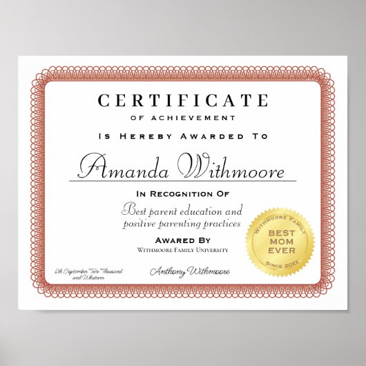 Gepersonaliseerd Professioneel diploma certificaat Poster (Voorkant)