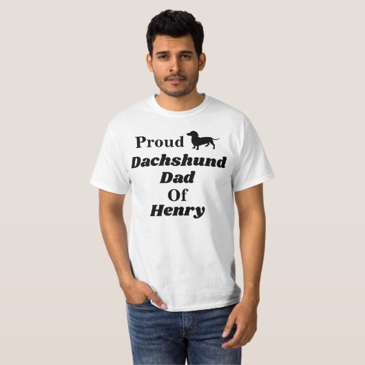 Gepersonaliseerd Proud Dachshund Dad T Shirt (Voorkant volledig)