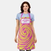 Gepersonaliseerd Psychedelic Pink en Geel Schort (Gedragen)