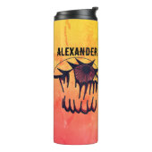 Gepersonaliseerd psychedelisch bloeddoorlopen gezi thermosbeker (Gedraaid links)