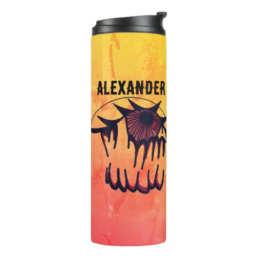 Gepersonaliseerd psychedelisch bloeddoorlopen gezi thermosbeker (Gedraaid links)