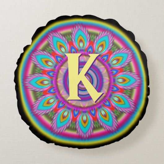 Gepersonaliseerd psychedelisch kussen met ronde wo (Voorkant)