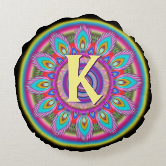 Gepersonaliseerd psychedelisch kussen met ronde wo (Achterkant)