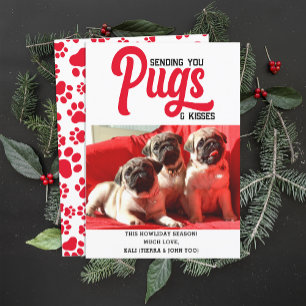 Gepersonaliseerd Pug Dog Christmas Afbeelding Cust Feestdagenkaart