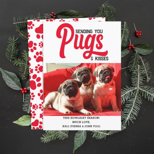 Gepersonaliseerd Pug Dog Christmas Afbeelding Cust Feestdagenkaart