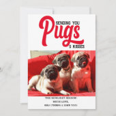 Gepersonaliseerd Pug Dog Christmas Afbeelding Cust Feestdagenkaart (Voorkant)