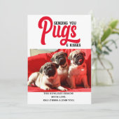 Gepersonaliseerd Pug Dog Christmas Afbeelding Cust Feestdagenkaart (Staand voorkant)