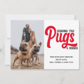 Gepersonaliseerd Pug Dog Christmas Afbeelding Cust Feestdagenkaart (Voorkant)