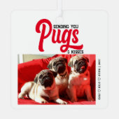 Gepersonaliseerd Pug Dog Christmas Afbeelding Cust Metalen Ornament (Achterkant)