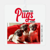 Gepersonaliseerd Pug Dog Christmas Afbeelding Cust Metalen Ornament (Voorkant)