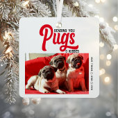 Gepersonaliseerd Pug Dog Christmas Afbeelding Cust Metalen Ornament