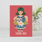 Gepersonaliseerd Pug Wenskaart | Boho Floral Kaart (Staand voorkant)