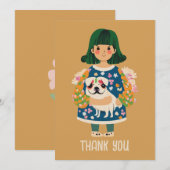 Gepersonaliseerd Pug Wenskaart | Boho Floral Kaart (Voorkant / Achterkant)