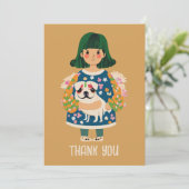 Gepersonaliseerd Pug Wenskaart | Boho Floral Kaart (Staand voorkant)