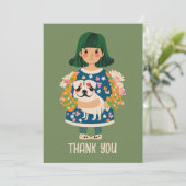 Gepersonaliseerd Pug Wenskaart | Boho Floral Kaart (Staand voorkant)