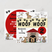 Gepersonaliseerd "Puppy Dog Birthday"-uitnodiginge Kaart (Voorkant / Achterkant)