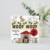 Gepersonaliseerd "Puppy Dog Birthday"-uitnodiginge Kaart (Staand voorkant)