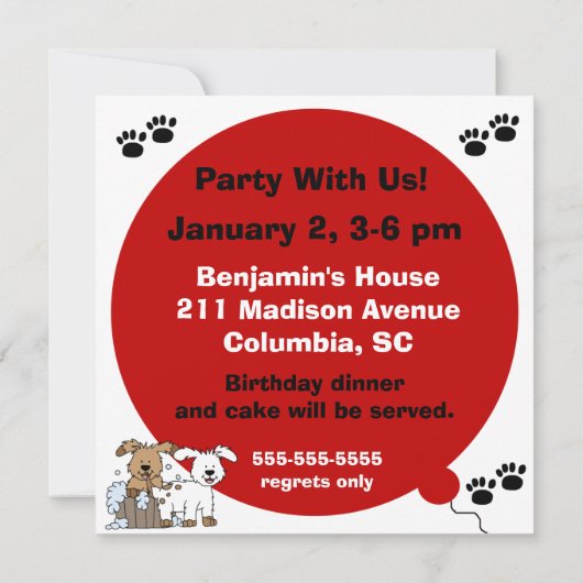 Gepersonaliseerd "Puppy Dog Birthday"-uitnodiginge Kaart (Achterkant)