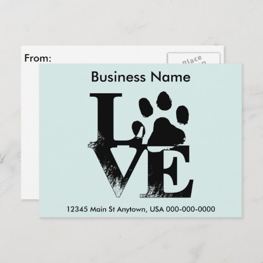 Gepersonaliseerd Puppy Dog Paw Print Briefkaart (Voorkant / Achterkant)