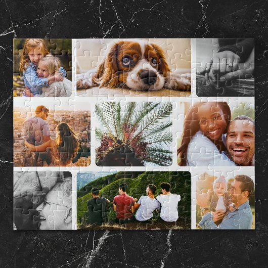 Gepersonaliseerd Puzzle 9 Photo Collage in White L Legpuzzel