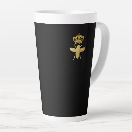 Gepersonaliseerd☐ QUEEN BEE ĀGold Crown + Zwarte l Latte Mok (Rechterhoek)