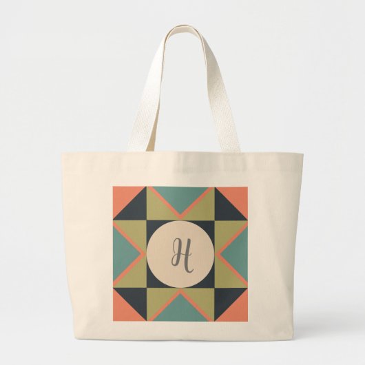 Gepersonaliseerd quiltblok voor monogram grote tote bag (Voorkant)