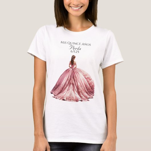 Gepersonaliseerd Quinceañera T-shirt (Voorkant)