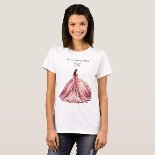 Gepersonaliseerd Quinceañera T-shirt (Voorkant volledig)