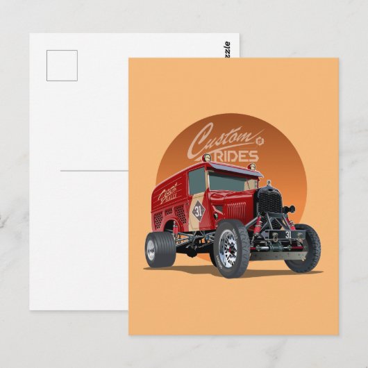 Gepersonaliseerd racewagen concept briefkaart (Voorkant / Achterkant)