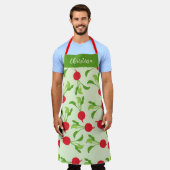 Gepersonaliseerd Radish Red Green Pattern Schort (Gedragen)