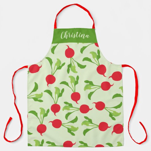 Gepersonaliseerd Radish Red Green Pattern Schort (Voorkant)