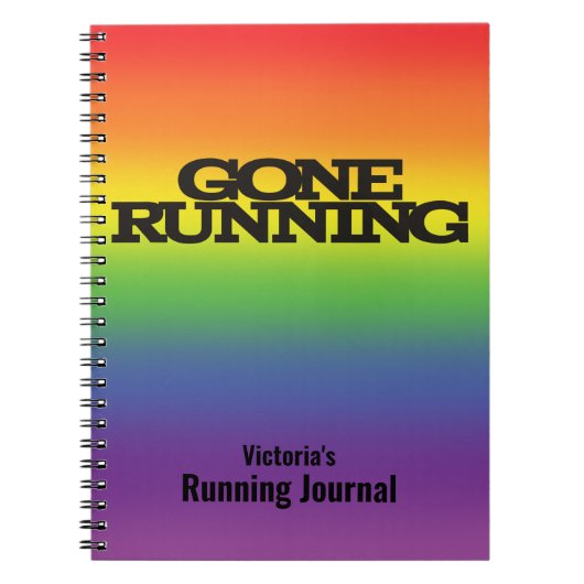 Gepersonaliseerd Rainbow background Running Journa Notitieboek (Voorkant)