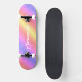 Gepersonaliseerd Rainbow Glitter skateboard met na (Voorkant)
