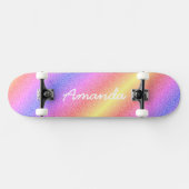 Gepersonaliseerd Rainbow Glitter skateboard met na (Horizontaal)