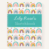 Gepersonaliseerd Rainbow Pattern Sketchbook Notitieboek (Voorkant)