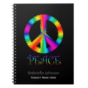 Gepersonaliseerd: Rainbow Peace Sign-laptop Notitieboek
