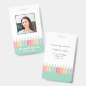 Gepersonaliseerd Rainbow School Teacher ID badge (Front & Back)