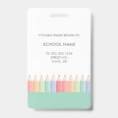 Gepersonaliseerd Rainbow School Teacher ID badge (Back)
