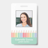 Gepersonaliseerd Rainbow School Teacher ID badge (Front)