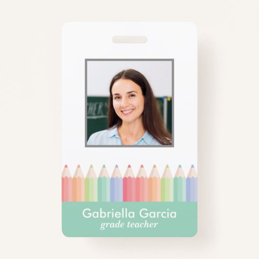 Gepersonaliseerd Rainbow School Teacher ID badge (Voorkant)