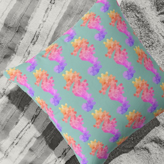 Gepersonaliseerd Rainbow Seahorse Sierkussen