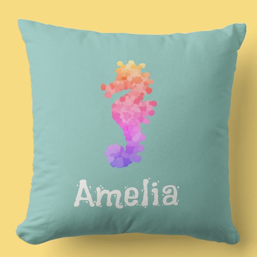 Gepersonaliseerd Rainbow Seahorse Sierkussen