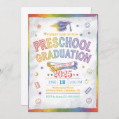 Gepersonaliseerd Rainbow-Theme Preschool Afstudere Kaart (Voorkant / Achterkant)