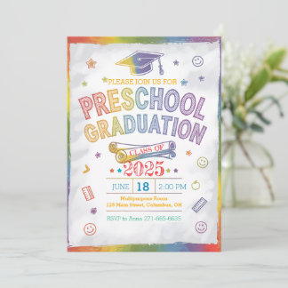 Gepersonaliseerd Rainbow-Theme Preschool Afstudere Kaart