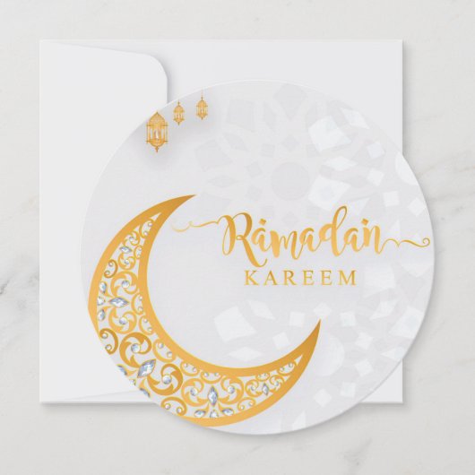 Gepersonaliseerd Ramadan Kareem Circle White en Go Feestdagenkaart (Voorkant)